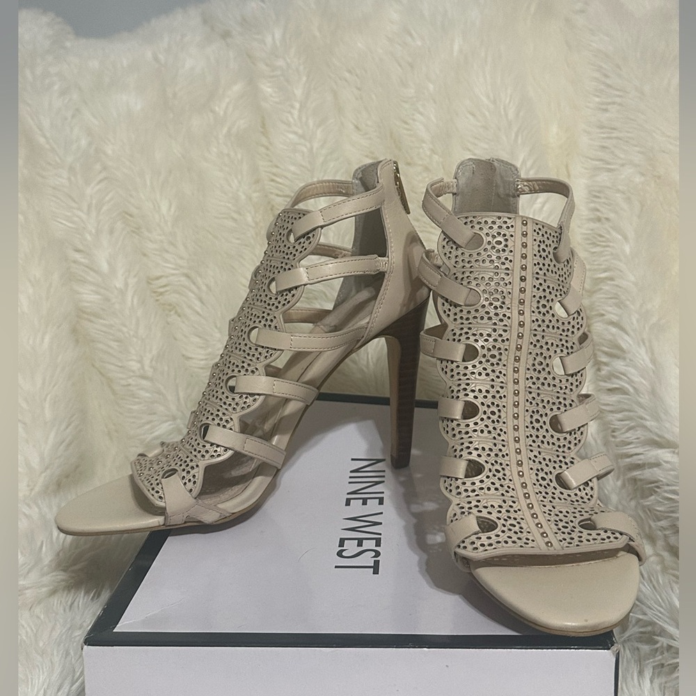 Isola Women's Cream Leather Strappy Heels